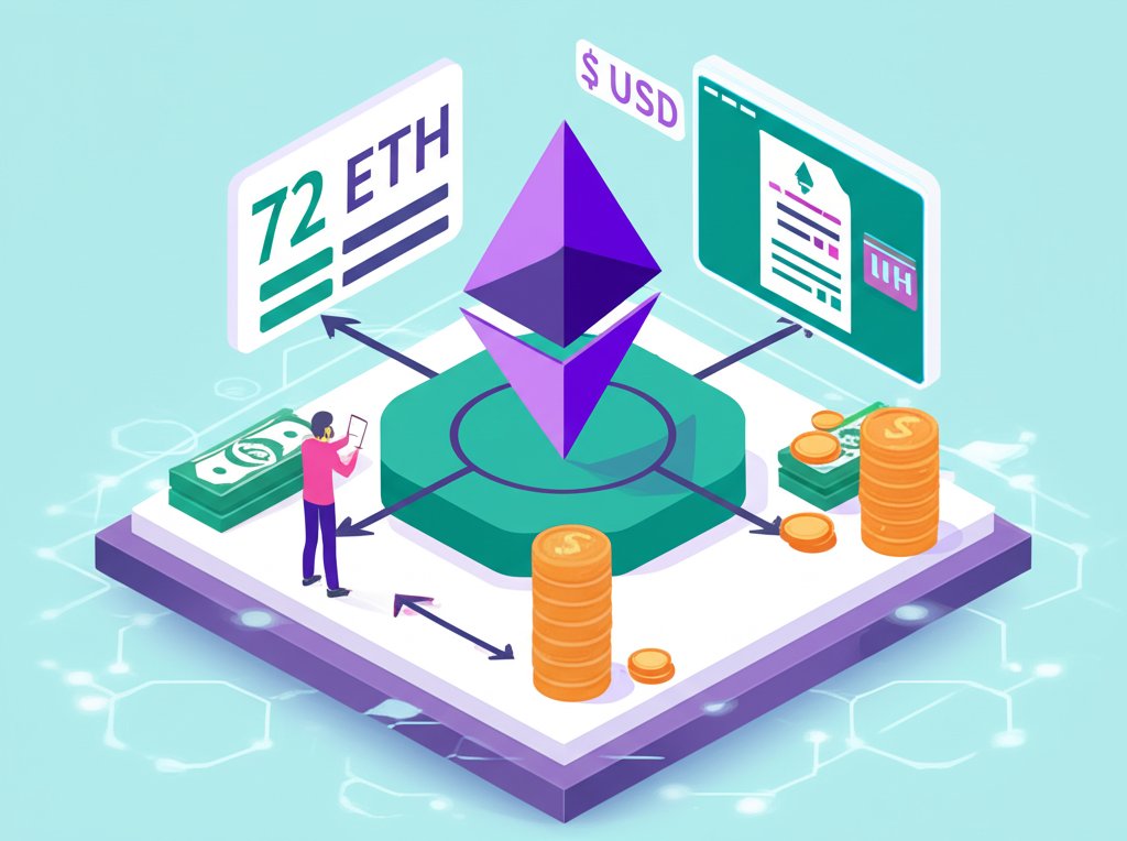 72 ETH to USD conversion: Ethereum's current dollar value.