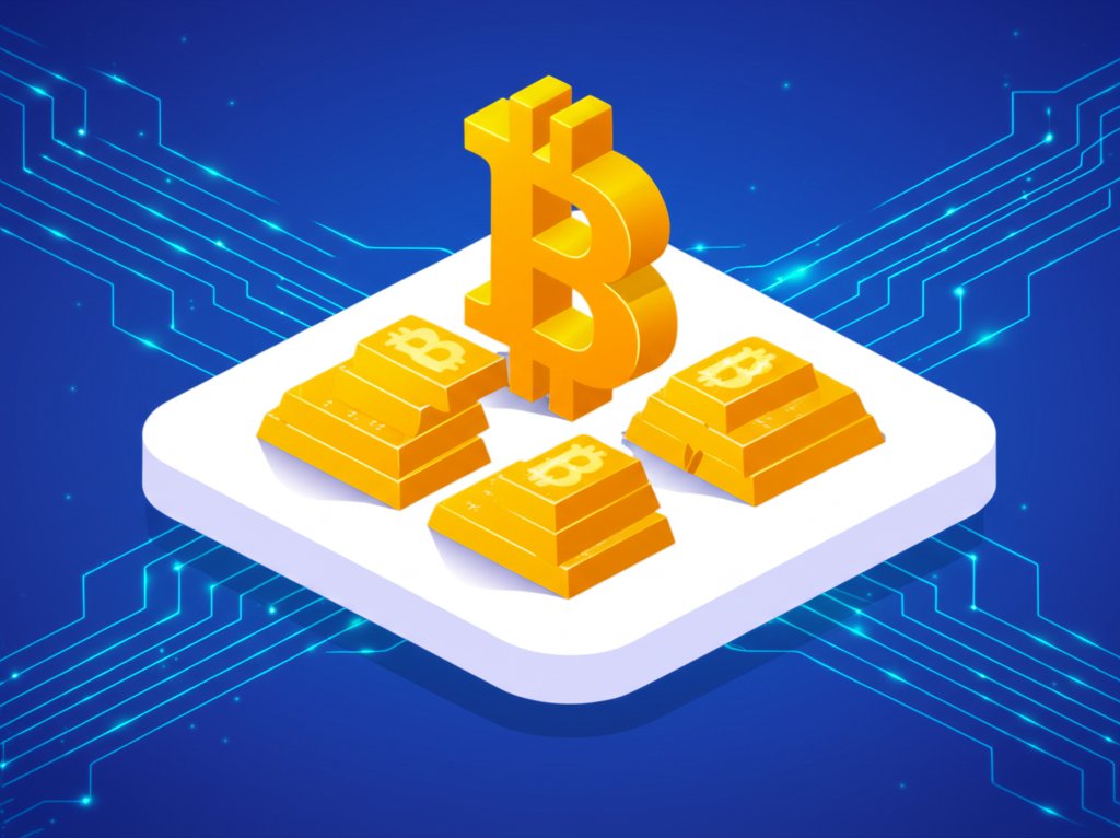 Bitcoin block reward mechanism illustrating finite digital gold supply.