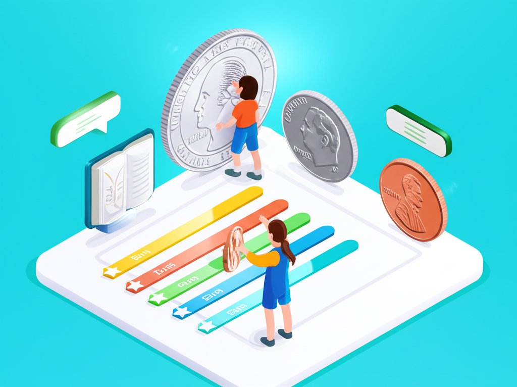 Easy coin chart helps kids master US currency at a glance.