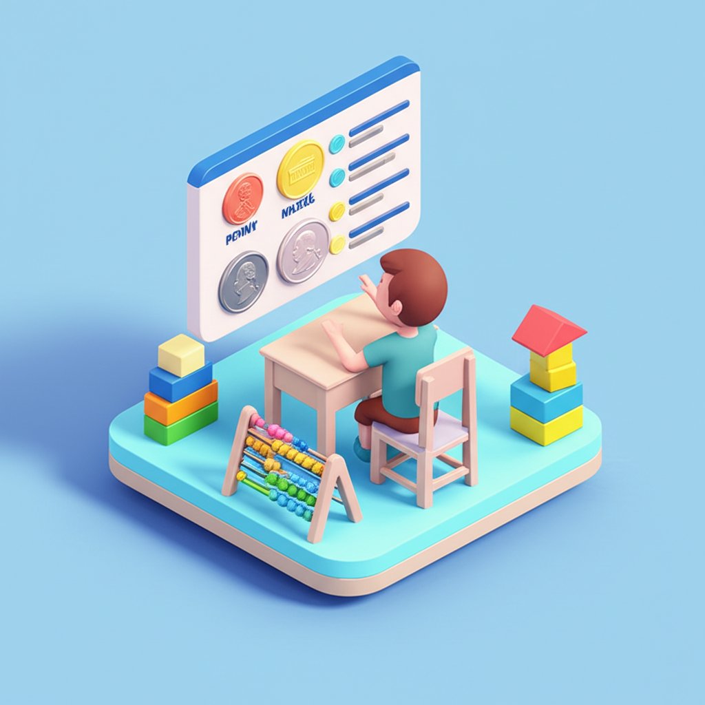 Dedicated coin chart: essential for teaching kids early money literacy and financial skills.