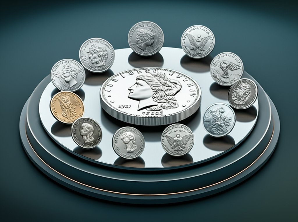 Visual guide: Silver ounces differ by silver dollar type.