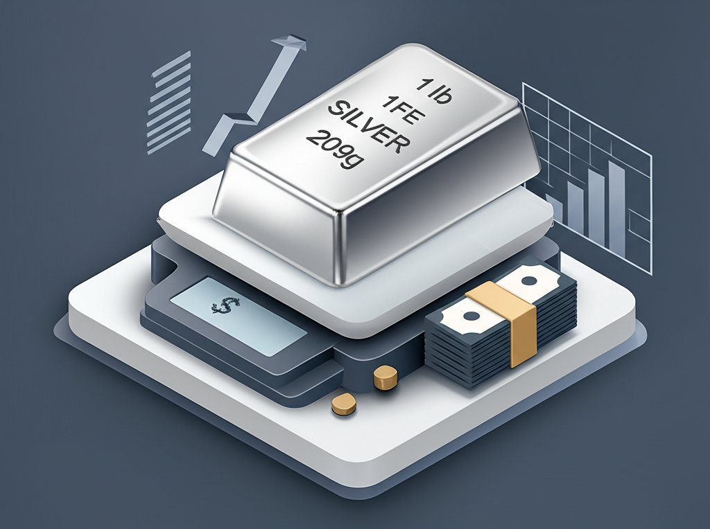 Real-time market price and current worth of a pound of silver.