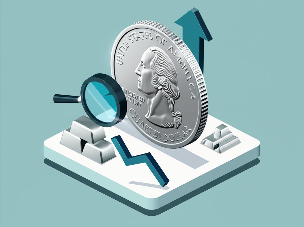 Silver quarter coin values, guide to rarity and melt price.