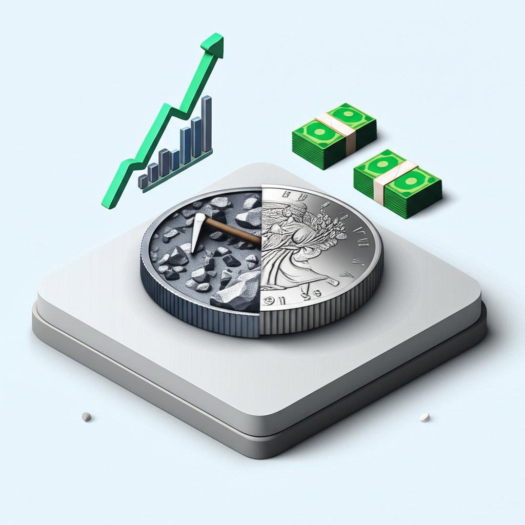 Silver dollar coin displaying numismatic and intrinsic metal value.