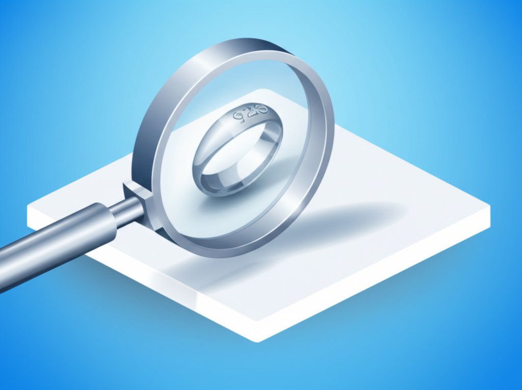 Identifying sterling silver: Examining for 925 stamp or hallmark for authenticity.